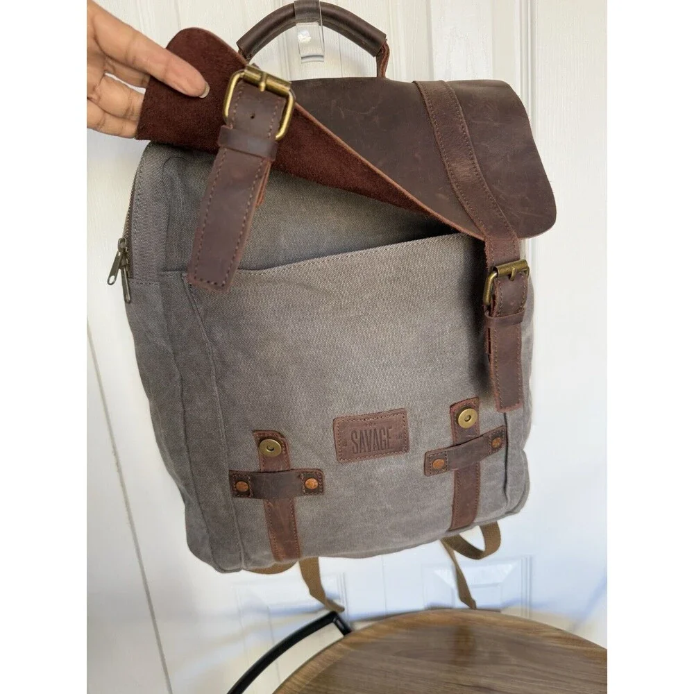 Rugged canvas hipster adventure backpack - Picture 7 of 16